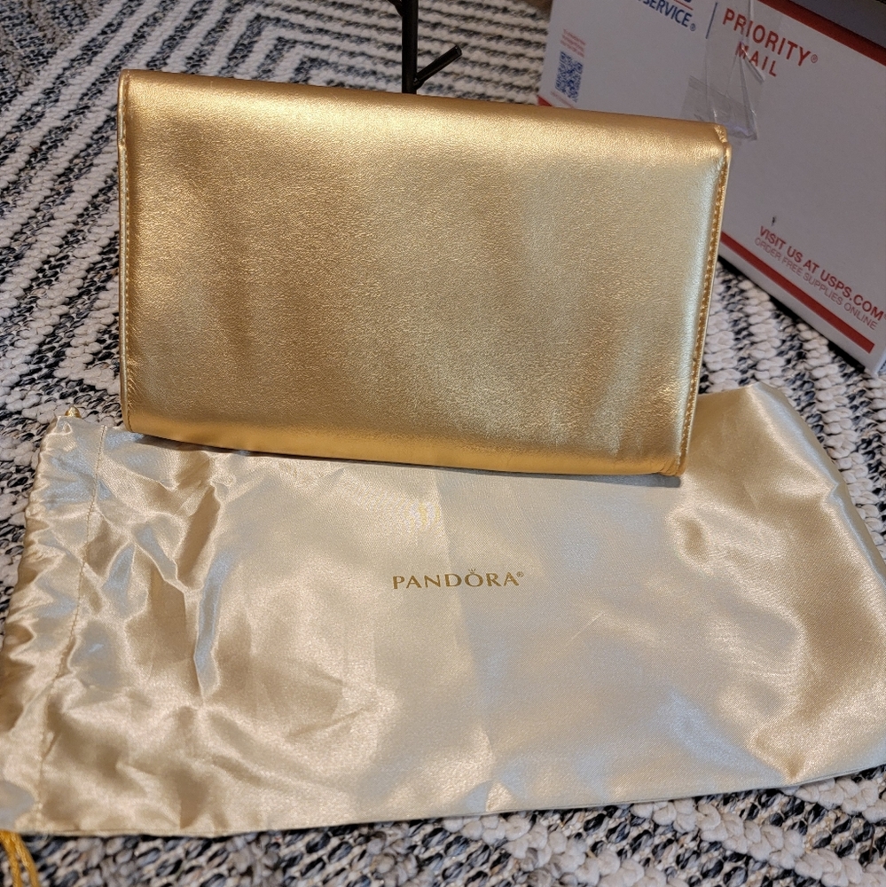 Pandora Gold Rare Retired Shine Clutch with Dustbag - Picture 5 of 8